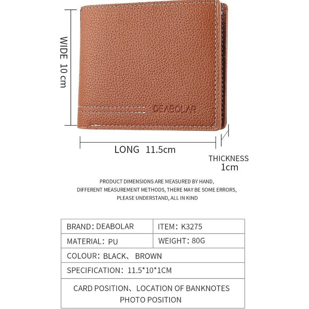 🆕Men Brown PU Material 4 Credit Card Holder ,Money Pocket Clear Window Suitable